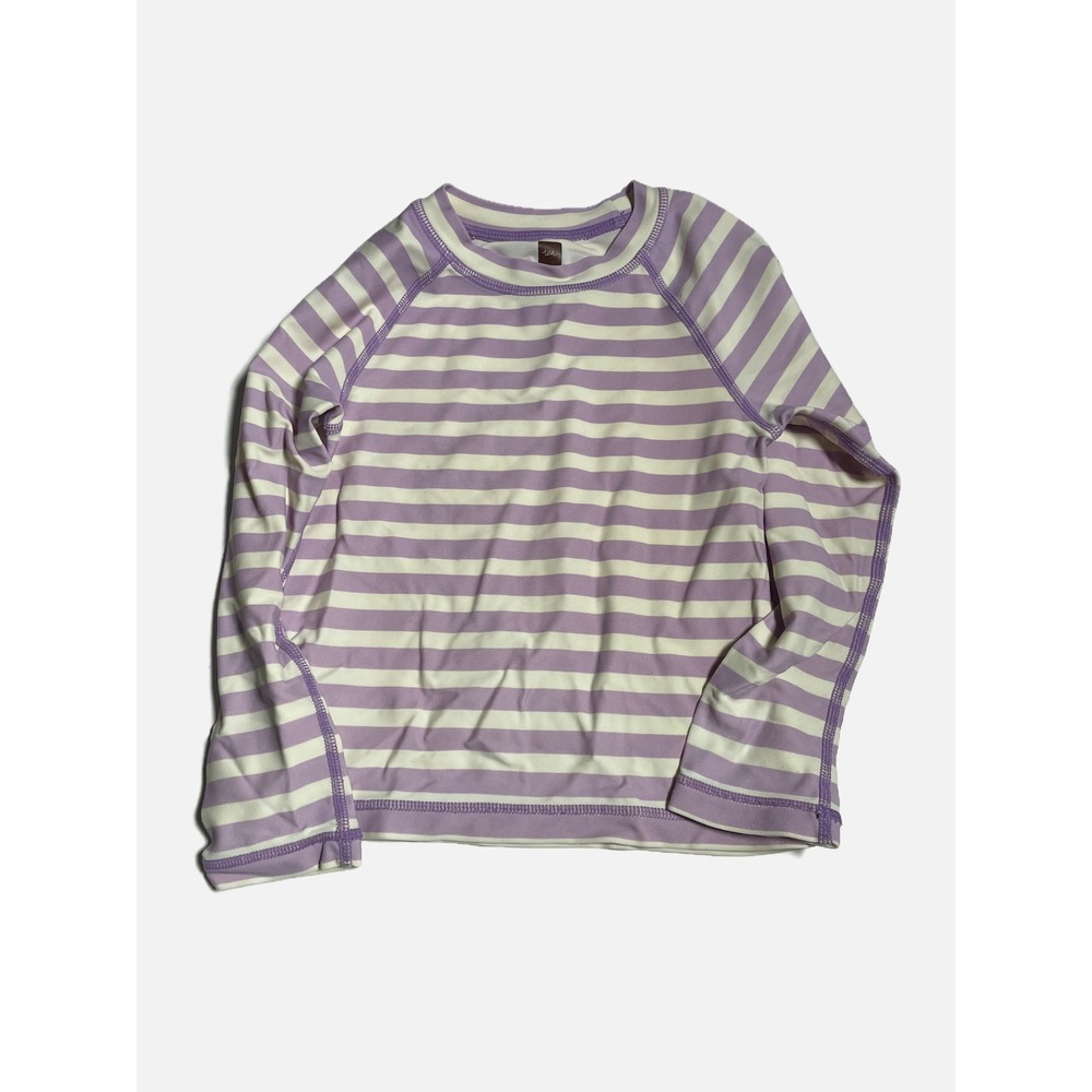 Tea Collection Rash Guard Kids 4T Purple Striped Long Sleeve Swim Top UV Protect